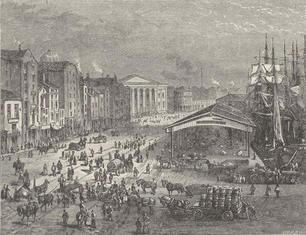 LANCS. Liverpool. Strand Street & Custom House 1898 old antique print picture